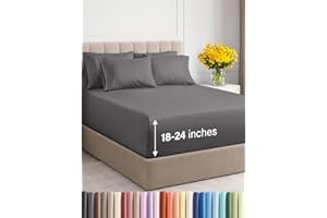CGK UNLIMITED Extra Deep Queen Sheet Set - 6 Piece Breathable and Cooling Sheets - Hotel Luxury Bed Sheets Set - Easy & Secure Fit - Soft, Wrinkle Free and Comfy Sheets Set - Grey Sheet Set with Extra Deep Pockets