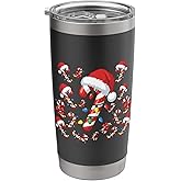 Candy Cane Christmas Coquette Bow Santa Xmas Lights Stainless Steel Insulated Tumbler