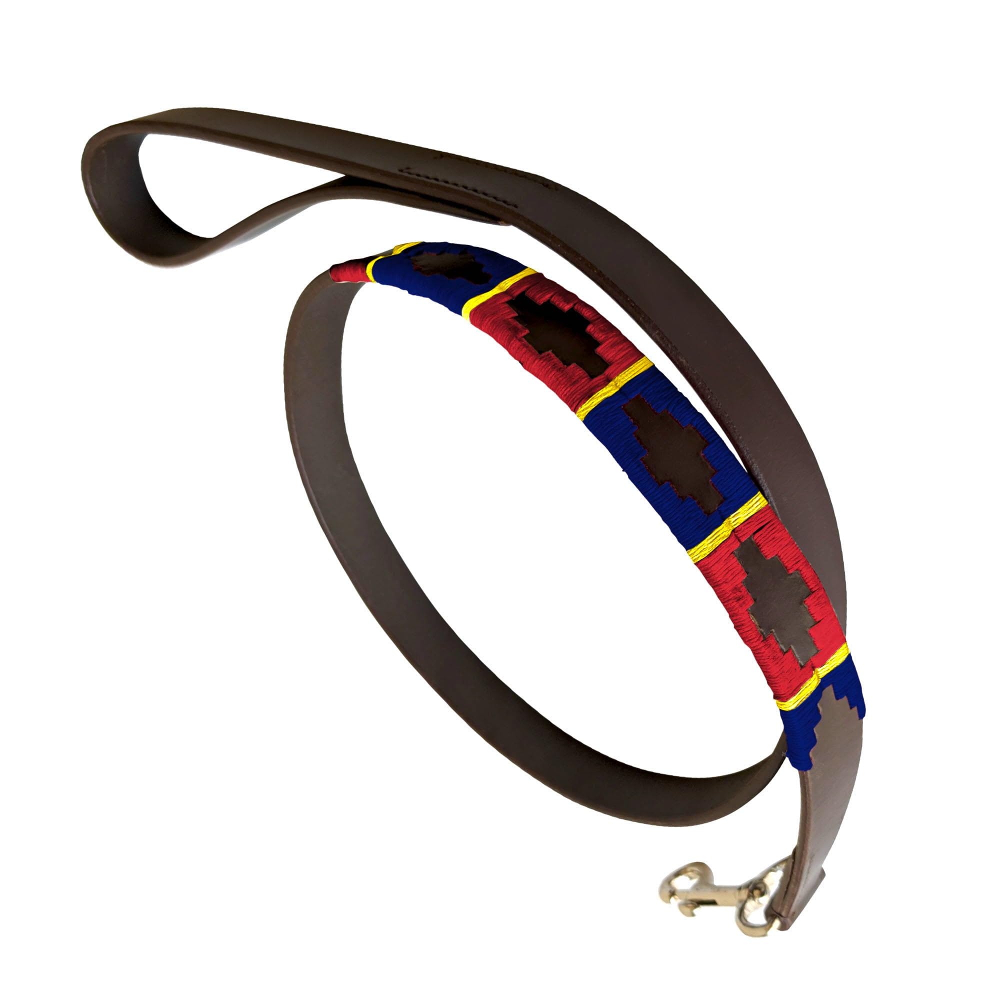 Carlos Diaz Genuine Leather Waxed Embroidered Polo Dog Lead