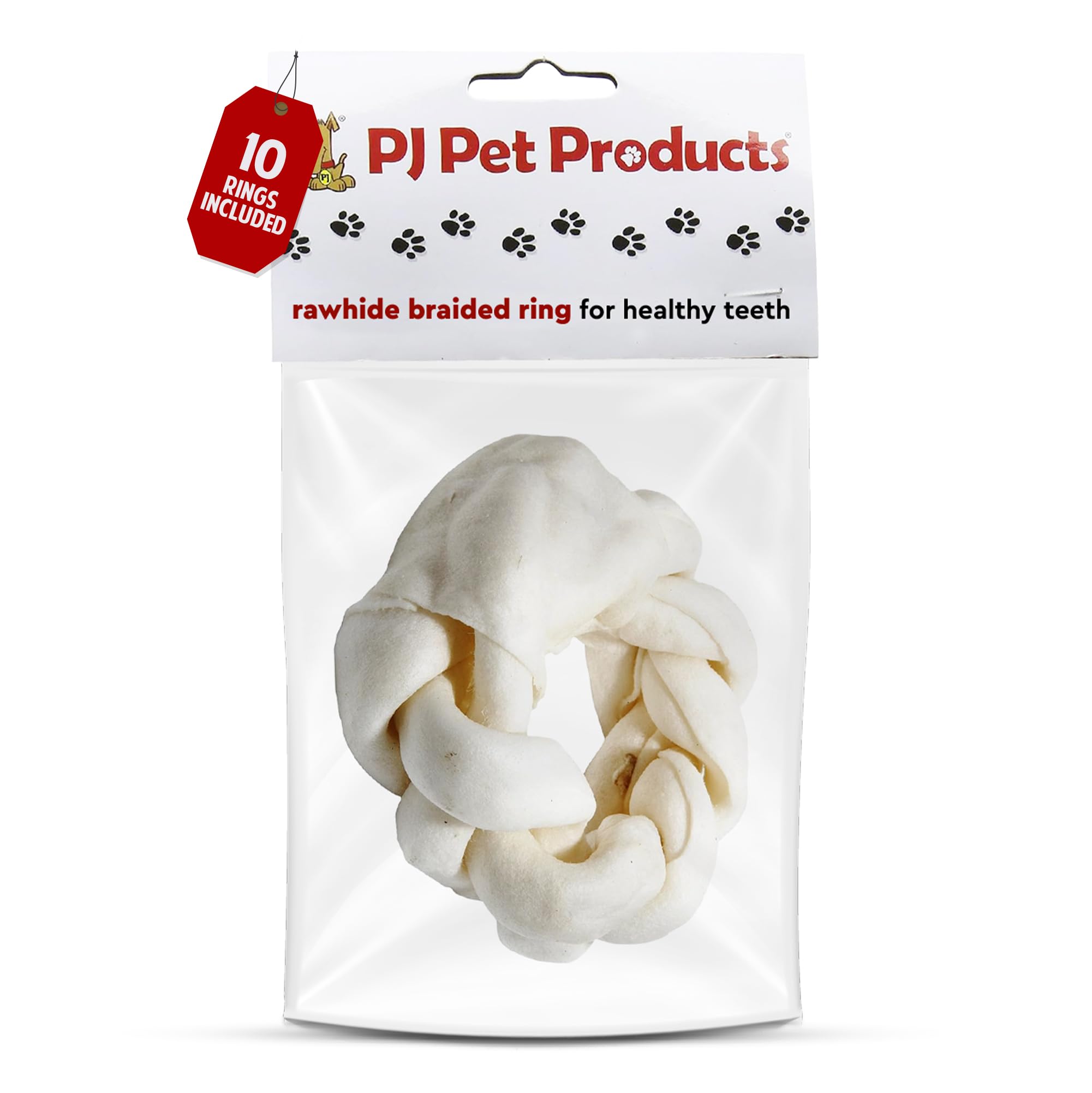 PJ Pet Poducts Rawhide Braided Ring 11 cm 150 g (Pack of 10)