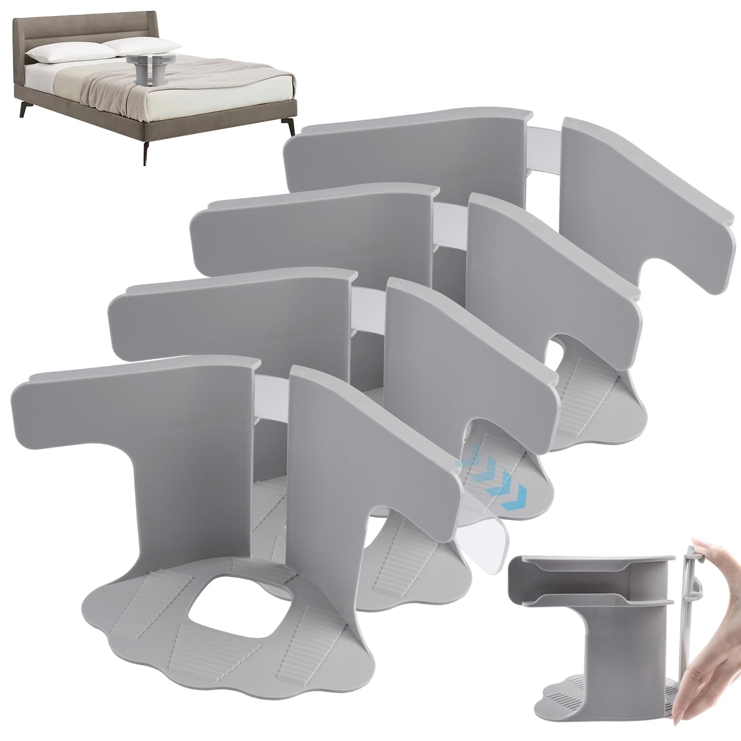 Photo 1 of JubilantJive Lock Sheet Holders,Bed Sheet Lock Clips, Sheet Holders Keep Sheets Firm & Tight, Heavy Duty Bed Sheet Holder Corner Fitted Sheet Straps Fit All Mattress Size (4, Ceramic Gray)
