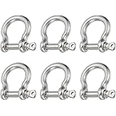 PATIKIL Screw Pin Shackle 4mm 5/32" 220lb, 6Pcs 304 Stainless Steel Forged Bow Shackle Marine Grade for Chains Wire Rope Outdoor, Silver