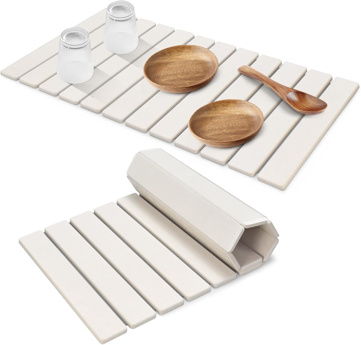Photo 1 of Large Stone Dish Drying Mats for Kitchen Counter, 28"(L)×16"(W), Fast Drying Collapsible Dish Drying Mat, Eco-Friendly Absorbent Diatomaceous Earth Mats for Dishes Bottles, Match Any Countertop