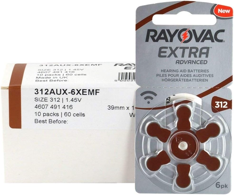 Rayovac Hearing Aid Battery, Size 312 (60 Batteries): Health & Personal Care
