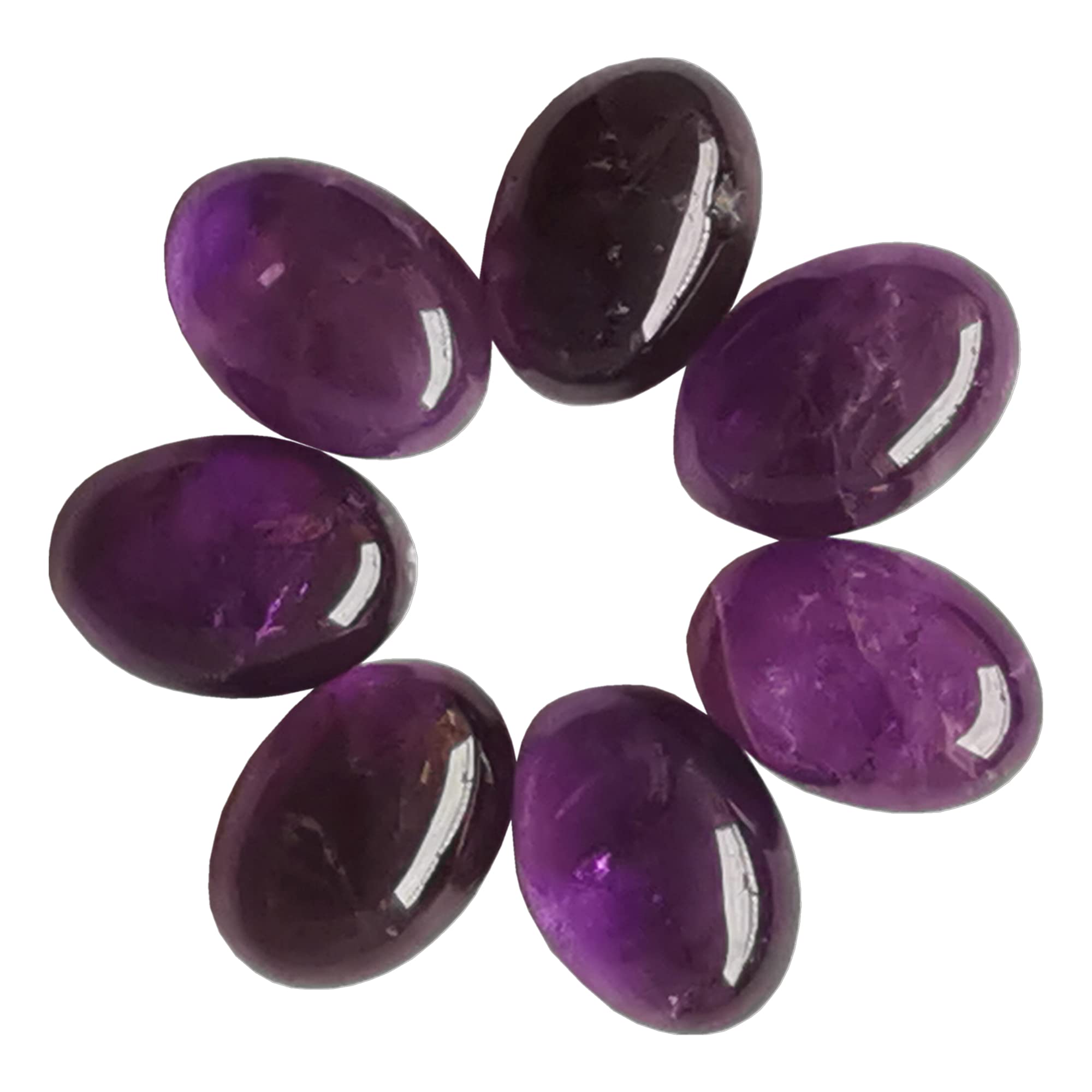 Manekieko 7 Pcs Natural Amethyst Oval Cabochons Flatback Crystal Stone Gemstones Beads for Jewelry Making DIY,18x13mm