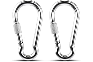 KINLINK 2 Pack Screw Locking Carabiner - 4.00 inch Heavy Duty Carabiner Clips, 304 Stainless Steel Large Caribiner for Camping, Swing, Hammock, Hiking, Weight Lifting Machine, Home Gym Equipment