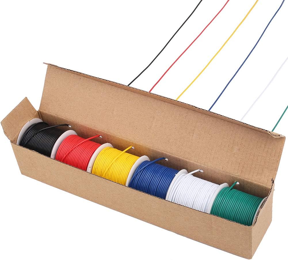 LotFancy 22AWG Stranded Wire, 6 Colors (30 Feet Each) Electrical Wire, Tinned Copper Hookup Wire Kit 22 Gauge 300V for DIY, Flexible, PVC Insulated, UL Approved: Industrial & Scientific