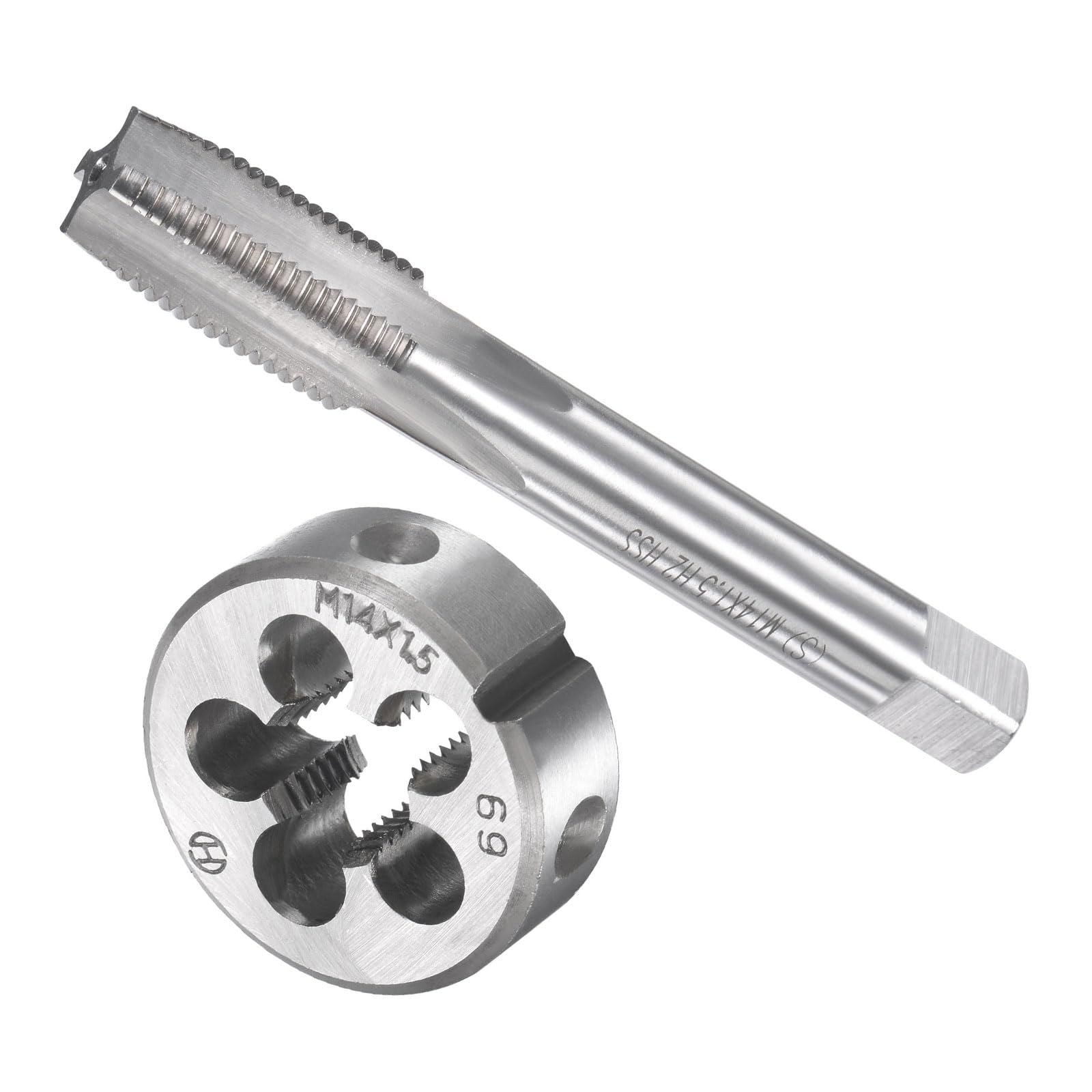 CoCud Tap and Die Set, M14 x 1.5 Thread, Metric High-Speed Steel Machine Screw Tap & Round Die Tool Kit - (Applications: for Threading Tapping Repairing), 1-Set