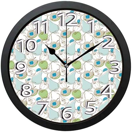 jifyasuo Reloj de Pared de 10 Pulgadas Frutas Dibujado a Mano Peras