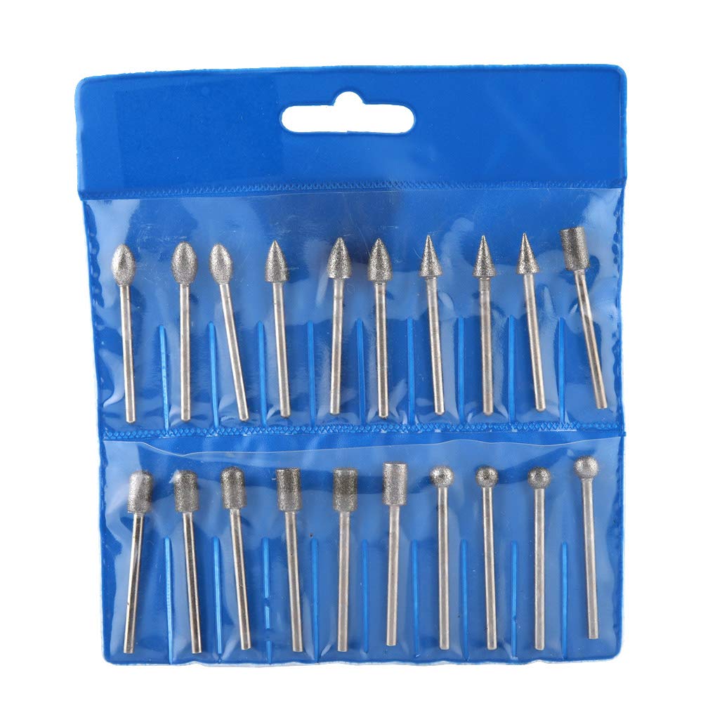 20Pcs Diamond Grinding Polishing Drill Bit Rotary Point Carbide Burrs Polishing Drill Bit for Power Rotary Tool Attachments