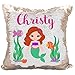 Personalized Mermaid Reversible Sequin Pillow, Custom Mermaid Underwater Scene Sequin Pillow (White/Rose-Gold)