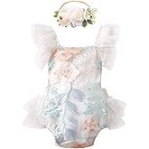 AWIBMK Baby 1st Birthday Girl Outfit Cake Smash Romper Dress Infant Lace Boho Rainbow Mini Tutu Skirt Headband for Photoshoot