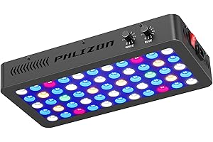 Phlizon 165W Dimmable Full Spectrum Aquarium LED Light Daisy Chain Funciton Fish Tank Light LED Reef Decoration Light for Saltwater Freshwater Fish Coral Reef (16"x8"x2.4")