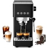 AAOBOSI Compact Espresso Machine, 20 Bar, Milk Frother, Latte &amp; Cappuccino | Compact Design, 30s Heat-Up, PID Temp Control, Single, Double &amp; Custom Shots, Easy Milk Frothing, 50oz Tank, 51mm Portafilter