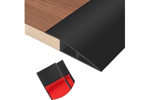 HEONAY Floor Transition Strip Self Adhesive Vinyl Door Threshold for Doorways Carpet Edging Trim Overlap Edge Reducer for Laminate Floor, Carpet, Tile (Black, 1/5" to 2/5", 3.3Ft)