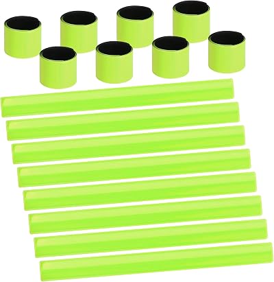 URAQT Reflective Strips 16 Pcs Snap Band Wrist/Ankle Safety Bands Green