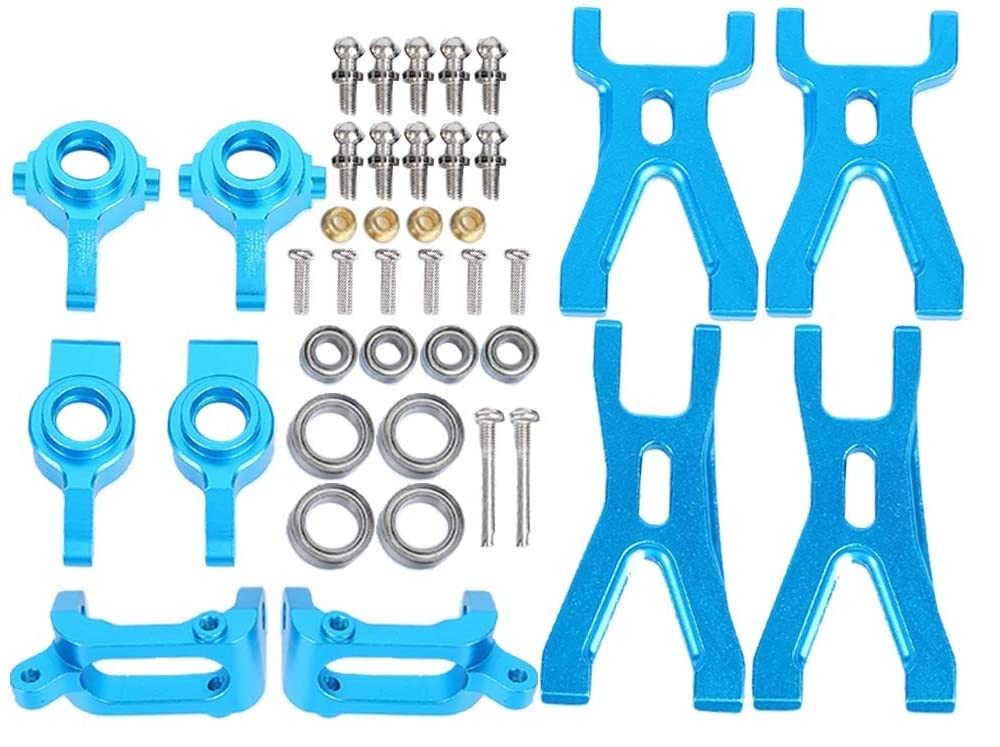 Fasizi Upgrade Suspension Arm & Front/Rear Hub C Seat Parts Kit for WLtoys A959 A979 A959B A979B RC Car Replacements,Blue