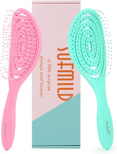 Sofmild Hair Brush 2 Pcs Detangling Brush Soft Bristles Biodegradable