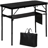 LOFTEY 3 ft Folding Camping Table, Portable Camp Table, Adjustable Height | 3 Height Settings up to 27.5", 70 lb Capacity, Compact Tri-Fold, Lightweight with Carry Bag, Mesh Pocket and Hooks