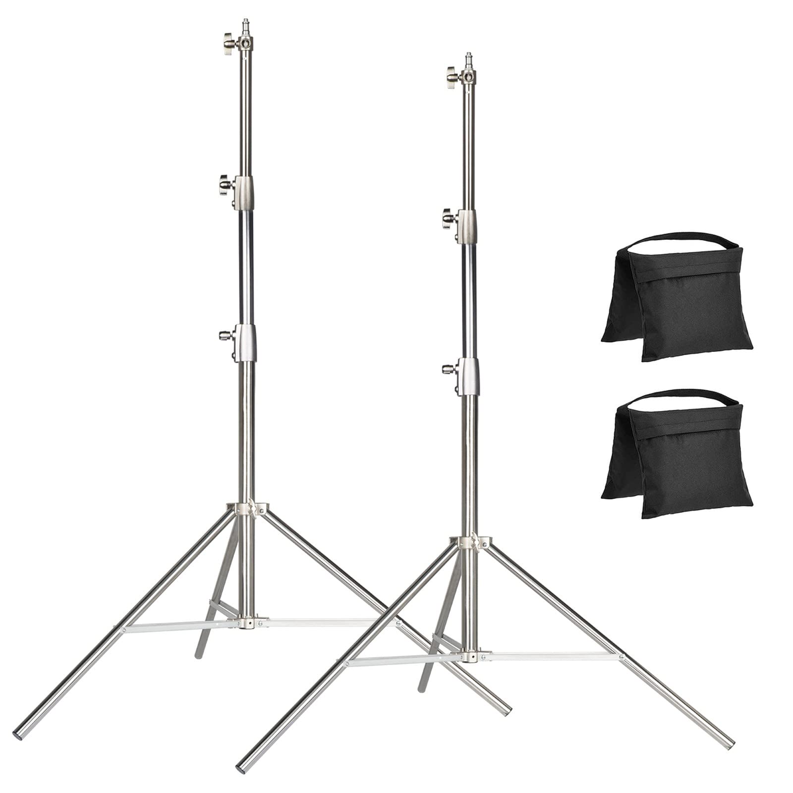 EACHSHOT 2-Pack Light Stand Kit, 2.8m Stainless Steel Heavy Duty with 1/4