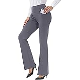 IKULE Bootcut Yoga Pants for Women High Waist Dress Pants Flare Leggings 27" Workout Pant for Casual Work (LGrey, Large)