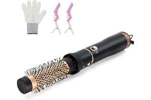 USBELFF Round Hair Blow Dryer Brush - 1.2 Inch Ceramic Barrel Hair Dryer Brush for Short/Middle Hair, One Step Drying, Volumizing, Straightening and Styling, Negative Ionic Dryer Brush (Black-Golden, 1.2)