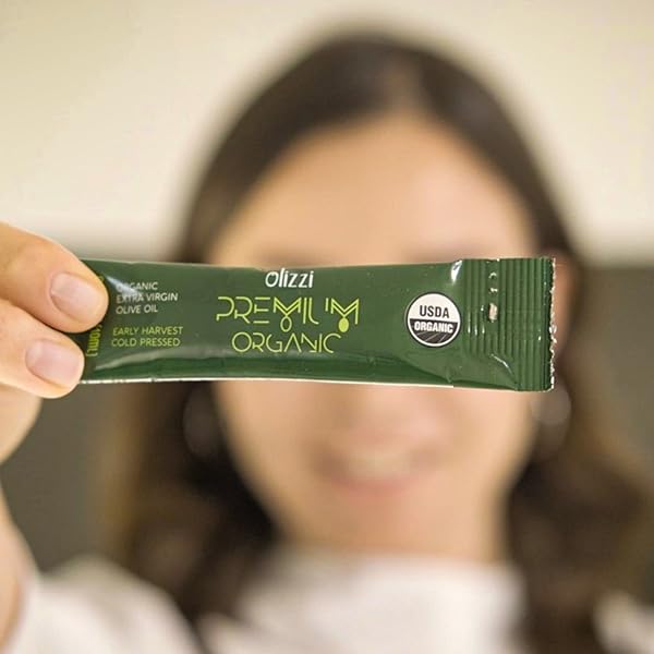 OLIVE OIL PACKETS – OLIZZI PREMIUM ORGANIC EXTRA VIRGIN, NEW HARVEST, AWARD WINNING, EARLY HARVEST, COLD PRESSED, USDA ORGANIC CERTIFIED, SINGLE SERVE, MINI, SALAD DRESSING TO GO, INDIVIDUAL, TRAVEL SIZE, 10 SINGLE USE PACKS (0.34 FL OZ / UNIT)