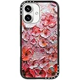 CASETiFY Compact iPhone 16 Case [Slim and Sleek/Compatible with Magsafe / 4 ft. 2X Military Grade Drop Protection] - Barcelona Flower Rose Garden - Clear Black