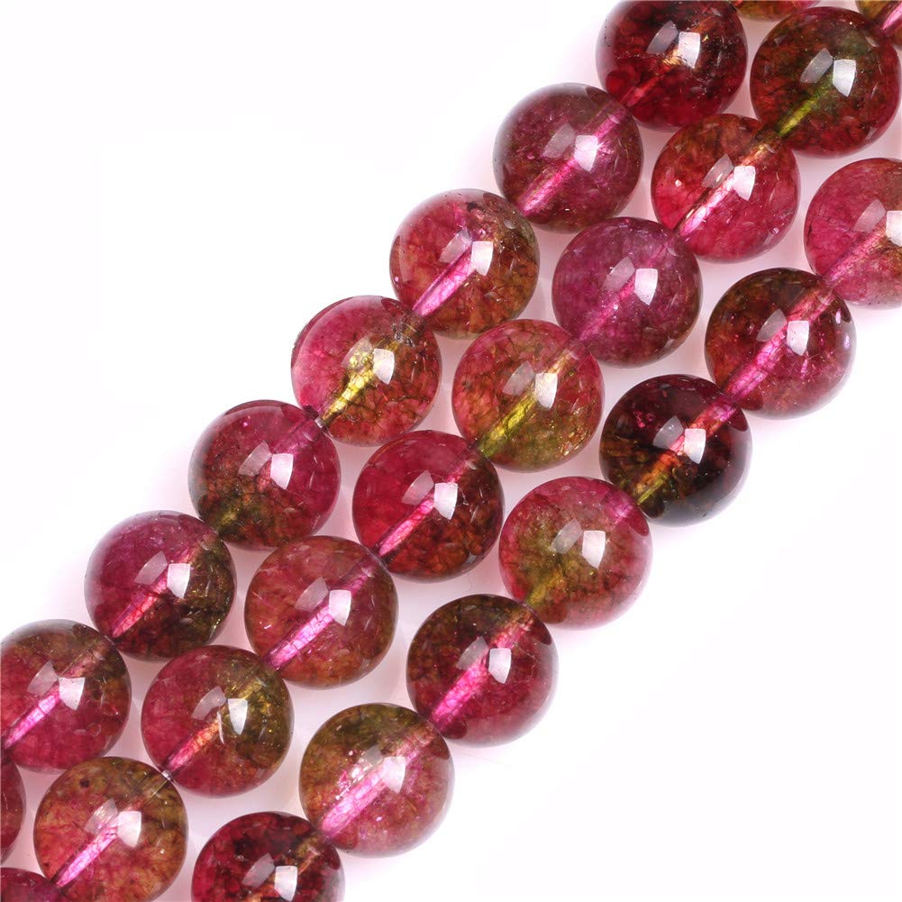 Sweet & Happy Girl's Store 14mm Round Gemstone Tourmaline Faux Crackle Beads Strand 15 Inch Jewellery Making Beads
