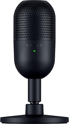 Seiren V3 Mini - Microphone USB ultra-compact (microphone à condensateur 14 mm, directivité supercardioïde, détecteur de mise en sourdine, absorbeur de chocs intégré) Noir