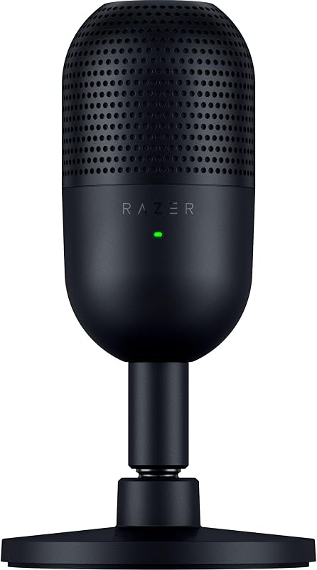 Seiren V3 Mini - Microphone USB ultra-compact (microphone à condensateur 14 mm, directivité supercardioïde, détecteur de mise en sourdine, absorbeur de chocs intégré) Noir