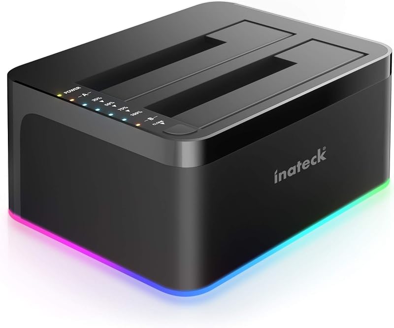 Inateck RGB Hard Drive Docking Station SA02003 USB 3.0 SATA Clone 2.5 3.5 HDD