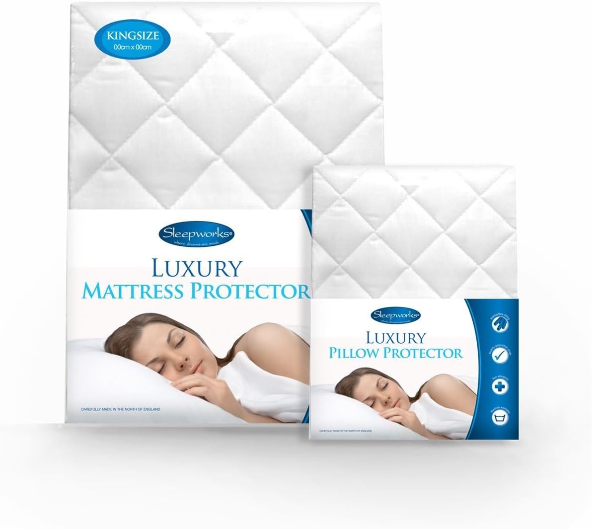 Sleepworks14" Extra Deep Quilted Superking Bed Size Polycotton Mattress Protector 35cm