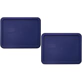 Pyrex 7211-PC (6-Cup) Blue Food Storage Lid (2-Pack) - Made in USA | BPA-Free Plastic | Rectangle Shape | Designed for 7211 Glass Dish | Dishwasher Safe | Resists Stains and Odors