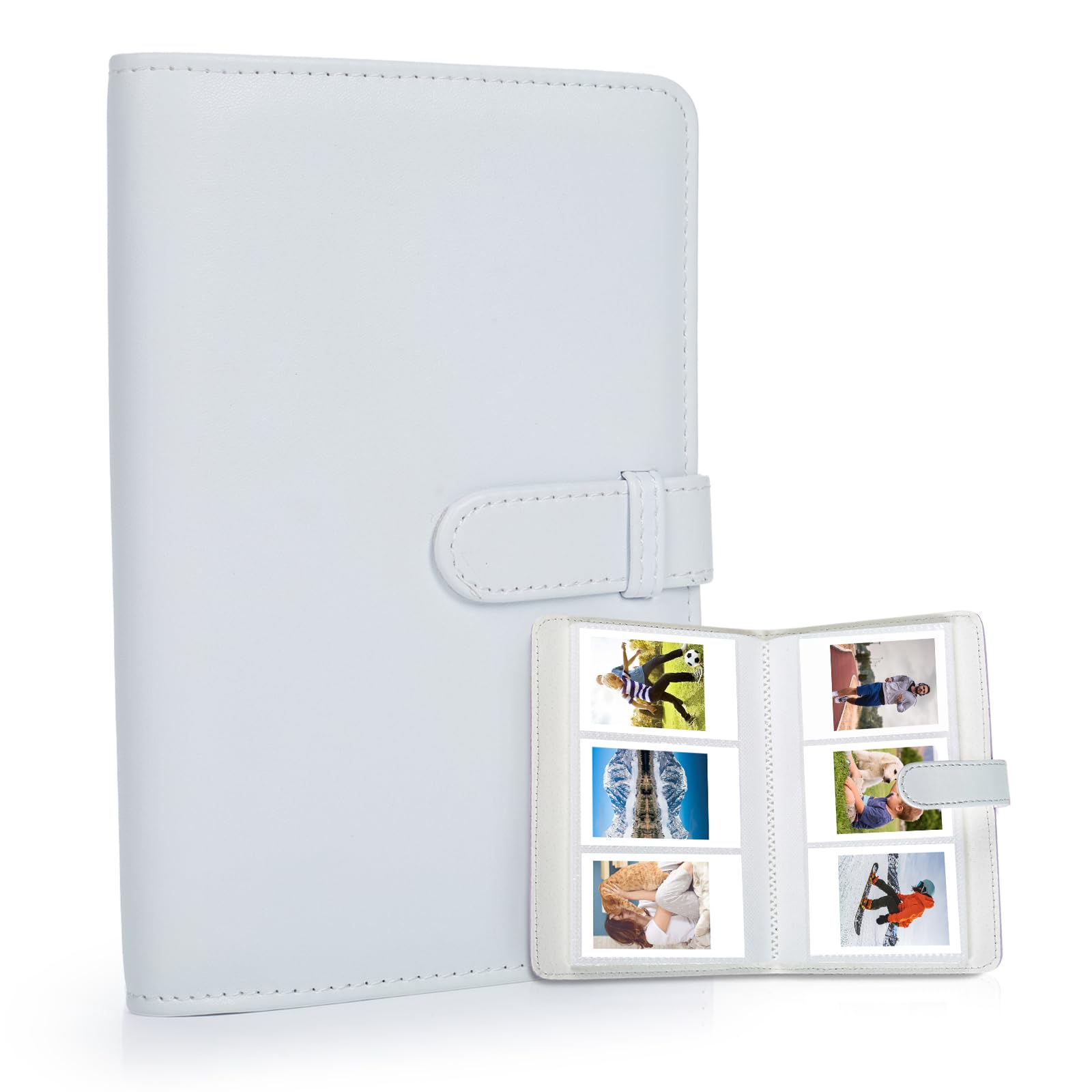 Riosin 108 Pockets Mini Album Compatible with Fujifilm Instax Mini film, Suitable for Instax Mini 12/11/7+/9/Evo/Link 2, 2x3"Photo Album for Canon ivy 2 Kpop Photocard(Clay White)