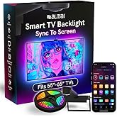 Aura Labs Smart TV Backlight Sync to Screen for 55-65 Inch TV - Camera-Based Color Match - Backlighting for TV - Voice and App Control - RGB LED Strip Light - LED Lights for TV