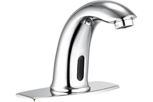 AOLIHAN Automatic Touchless Bathroom Sink Faucet Bathroom Tap with Deck Plate, Battery or Plug-in Powered, Commercial Auto Motion Sensor Hot Cold Mixer Solid Brass Faucet, 1 Hole or 3 Hole, Chrome