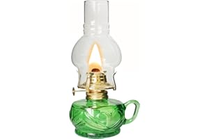 SYOENK Large Rustic Kerosene Lamp Lantern Chamber Antique Oil Lamps for Indoor Use Home Decor Lighting Vintage Glass Clear (Green)