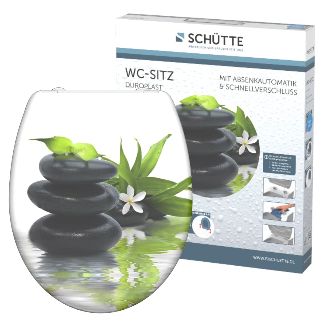 SCHÜTTE Duroplast Jasmin Toilet Seat with Soft-Close Mechanism and Quick Release for Easy Cleaning, Maximum Load of The Toilet Seat 150 kg, Stones 82367