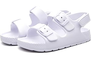 EasyStar Boys and Girls Lightweight Dual-Adjustable Sandal Buckles With Hook and Loop Heel Closure