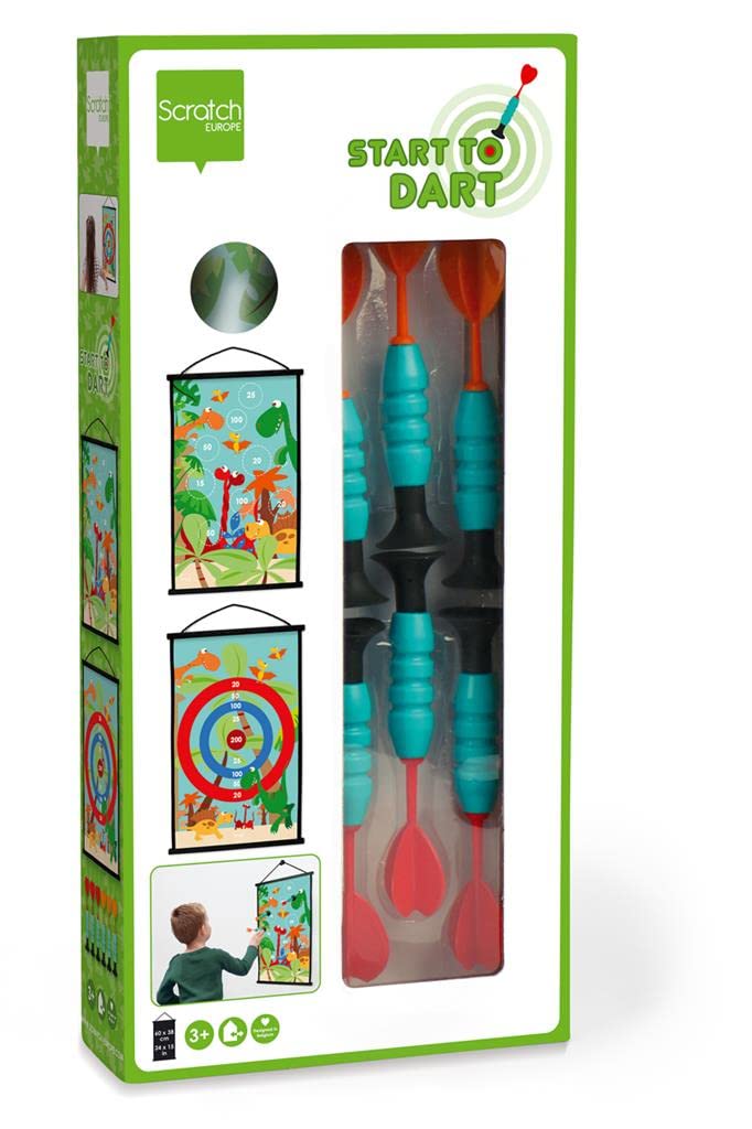 Scratch 276182056 Start to Dart Playset for Children with Target and Throwing Arrows Dino