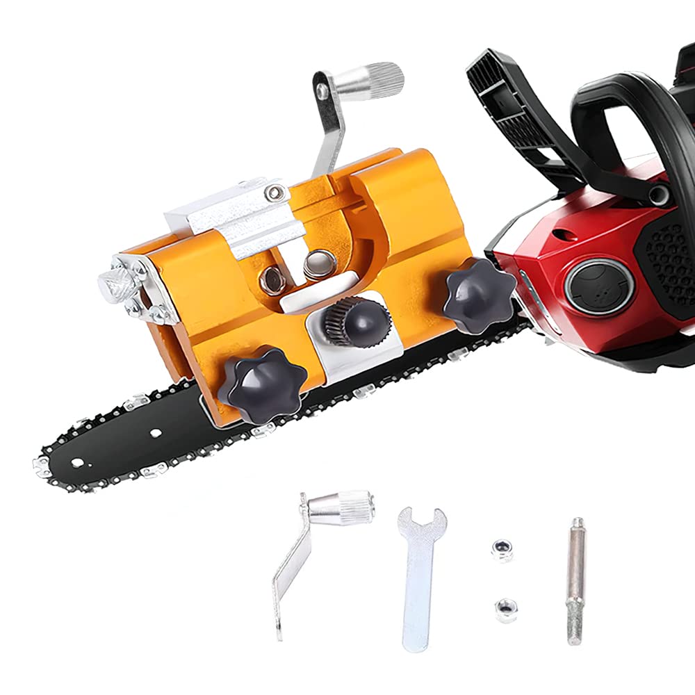 Djioyer Chainsaw Sharpener, Portable Chainsaw Chain Sharpening Jig, Hand Crank Chainsaw Sharpener Kit for Lumberjack & Garden Worker, Fast Chainsaw(1 grinding head)