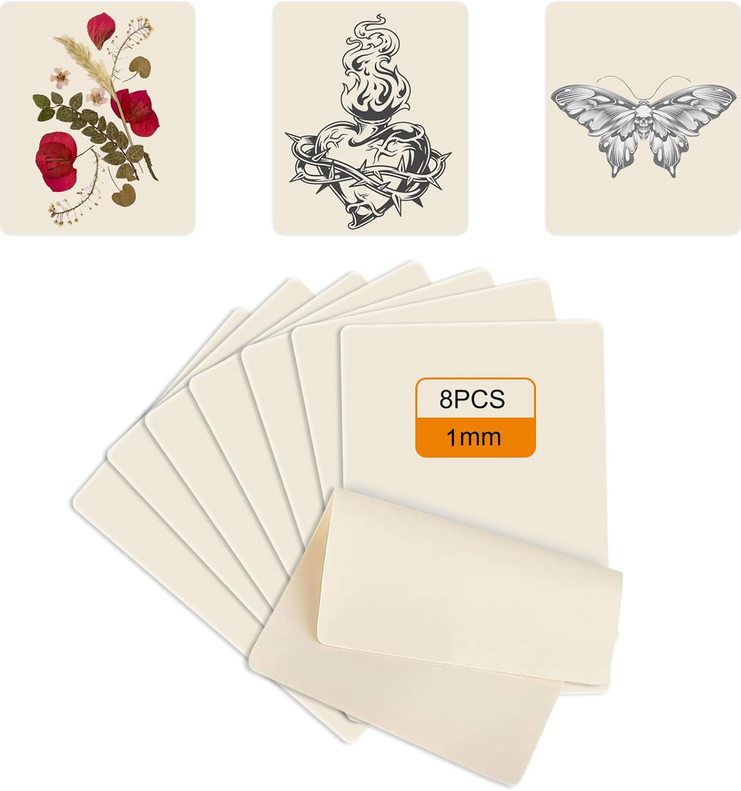 Lekeeu Tattoo Practice Skin - 8 PCS Double Sided Silicone Fake Skin 6 x 8in 1mm Thick for Beginners and Experienced Artists