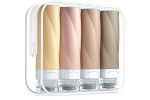 Gemice Travel Bottles for Toiletries, 3oz Tsa Approved Travel Size Containers BPA Free Leak Proof Travel Tubes Refillable Liquid Travel Accessories with Clear Toiletry Bag (4 Pack)