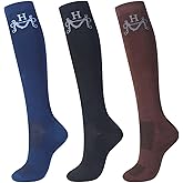 Harrison Howard 3 Pairs Premium Quality Equestrian Riding Socks for Horse Riding &Tall Boot Knee High Socks for Women