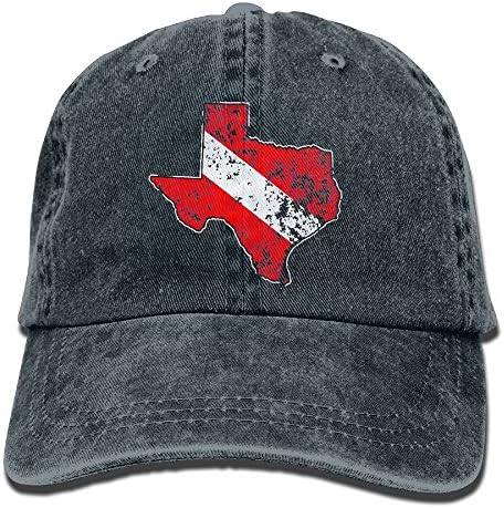 NZWJW85 2018 Adult Fashion Cotton Denim Baseball Cap Vintage Texas Scuba Dive Flag Map Diving Diver Classic Dad Hat