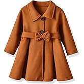USKIDKK Toddler Baby Girl Clothes Jacket Coat Long Sleeve Solid Color Buttons Dress Coat Fall Winter Outfit