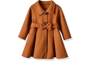 USKIDKK Toddler Baby Girl Clothes Jacket Coat Long Sleeve Solid Color Buttons Dress Coat Fall Winter Outfit