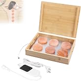 OnVisit Himalaya Salt Stone Massage Set With Heater,Stone Massage Warmer With 6PCS Pink Crystal Spa Stones,Salt Massage Warmer with Temperature Controller for Relaxation, Self Care, Spa Home Use