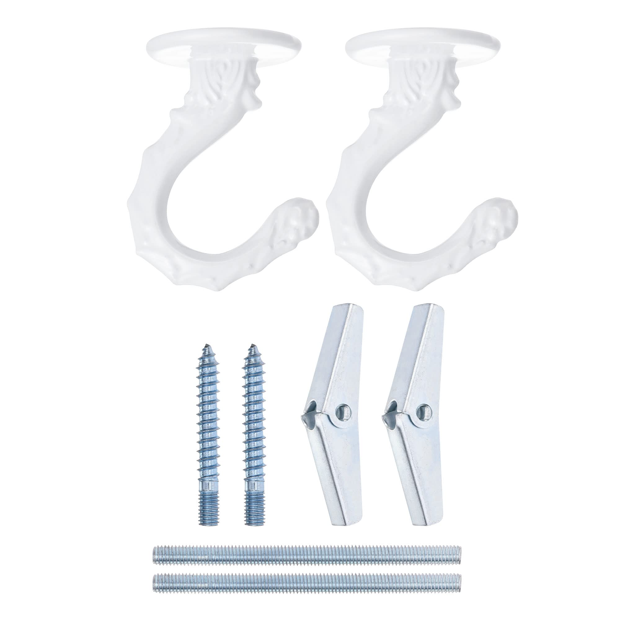 sourcing map Ceiling Hooks with Hardware Zinc Alloy White 34x55mm 2Pcs for Hanging Chandeliers Plants